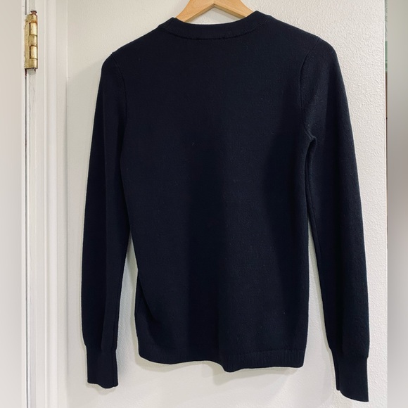 Dior D Designs Black Wool Blend Crewneck Sweater with Gold Button Details - Picture 4 of 5
